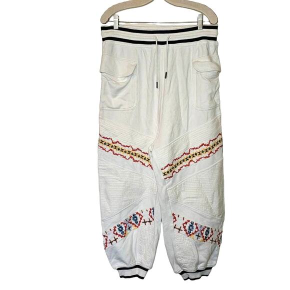 New Free People Crystal Sports Embroidered Harem Jogger Pants $198 LARGE White - Picture 5 of 7